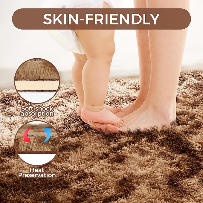 Ultra Soft Rug for Living Room, 6X9 Fluffy Shag Area Rug for Bedroom, Modern - Image 4