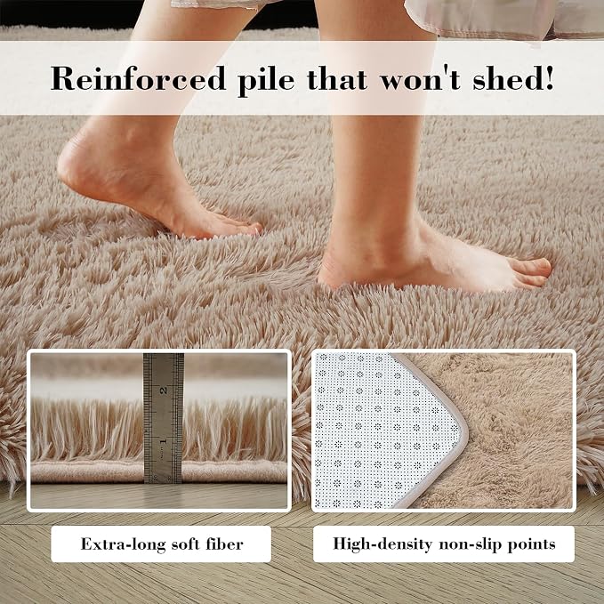 Fluffy Rug Shag Area Rug, Small Bedside Rug, Soft Fluffy Shag Entryway Throw - Image 6