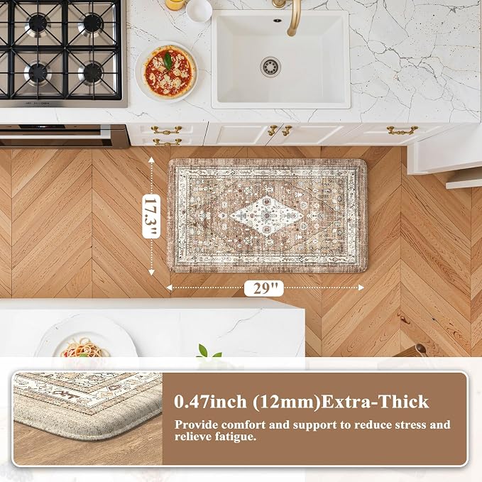 Collive Anti Fatigue Mats for Kitchen Floor, Boho Cushioned Waterproof Kitchen - Image 2
