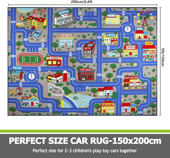 Capslpad Blue Car Road Kid Rug Carpet Playmat - Image 2