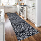 KUTA Moroccan Boho Runner Rug 2.6x10 Non-Slip Vintage Black Washable Hallway - Image 2