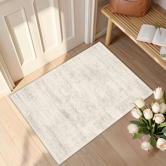 Latte&Fog Washable 2x3 Entryway Rug, Vintage Ivory Area Rugs by LatteFog