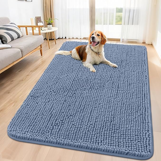 Smiry Dog Door Mat for Muddy Paws 59x35, Absorbent Dirt Trapper, Non-Slip by Smiry