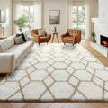 ONASAR 7x9 Area Rugs for Living Room Bedroom, Large Fluffy White and Beige by ONASAR