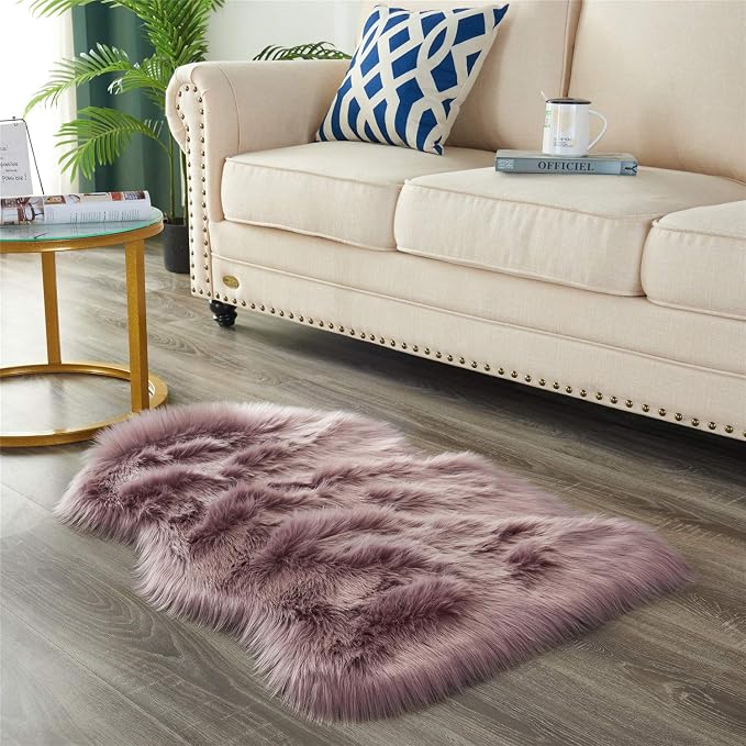 EasyJoy Ultra Soft Fluffy Shaggy Area Rug Faux Fur Rug Chair Cover Seat Pad - Image 4