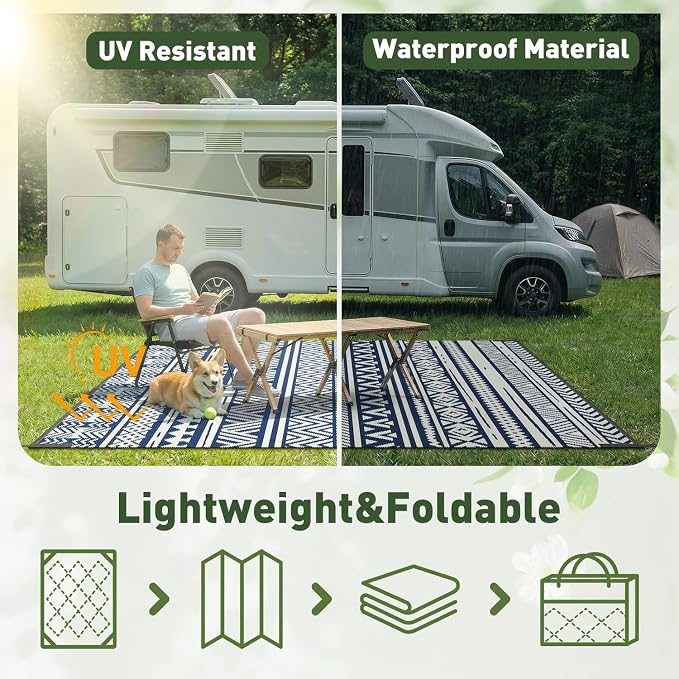 MontVoo Outdoor Rug Carpet Waterproof 6x9 Outdoor Patio Rug Mat Reverisble - Image 6