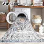 CHAMPLANT 5x7 Washable Thin Foldable Area Rug Gray Vintage Rug Traditional - Image 2