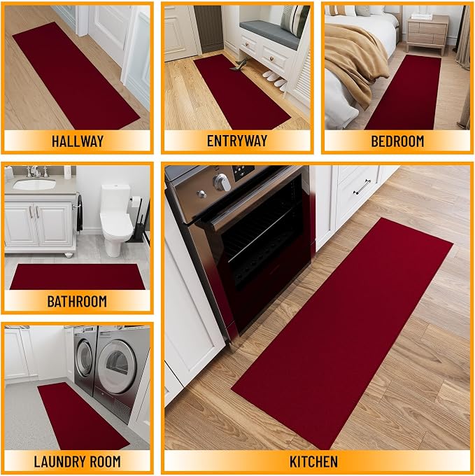 Ottomanson Hallway Runner Rug 1'10" x 6' Non Slip Solid Area Rugs Easy to Clean - Image 3