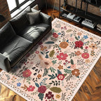 5x7 Area Rugs for Living Room Clearance Washable Boho Area Rug, Vintage Floral by Unknown
