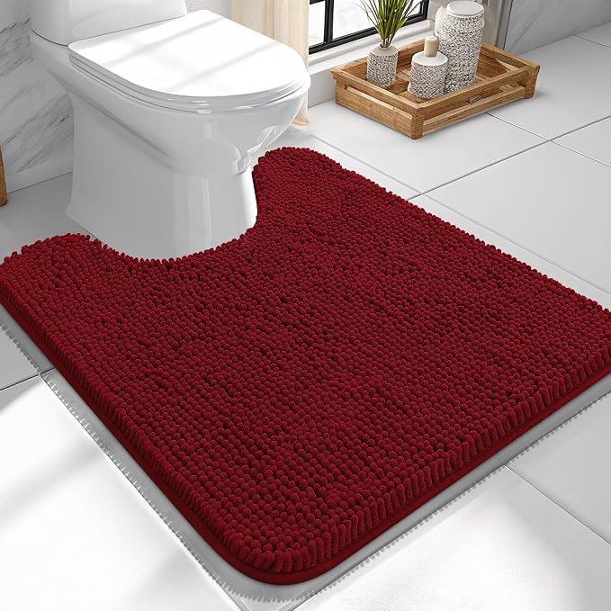 OLANLY Toilet Rugs U-Shaped 24x24, Extra Soft Absorbent Chenille Contour by OLANLY