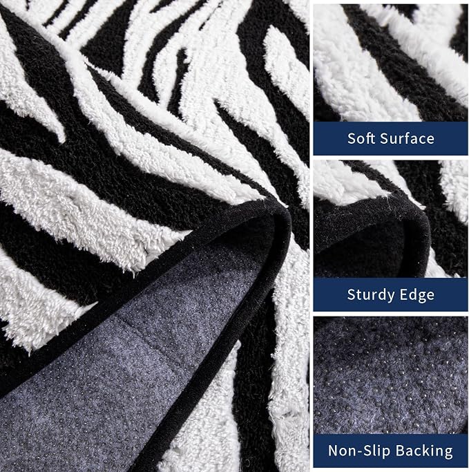 YIHOUSE 4x6 Ft Zebra Area Rugs, Abstract Modern Black and White Washable Rug - Image 5