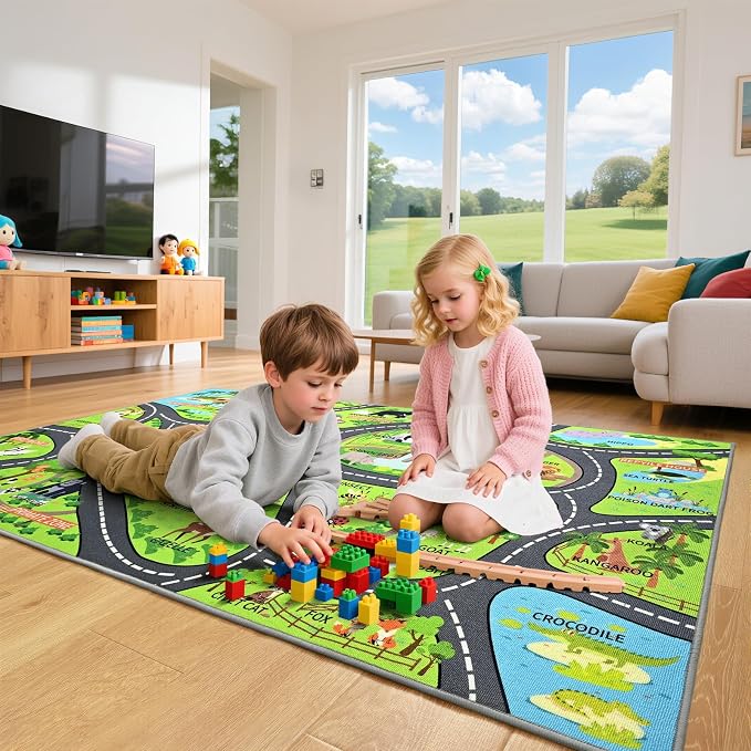Zoo Adventure Kids Rug, Cute Animal Play Mat - Image 2