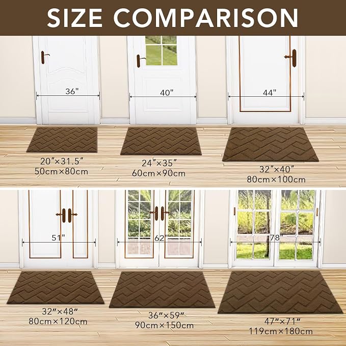 hicorfe Dirt Trapper Indoor Doormat, Non Slip Backing Washable Door Mats - Image 4