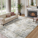8x10 Area Rugs for Living Room, Abstract Neutral Large Washable Rug, Modern - Image 8