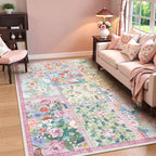 LIVEBOX 5 x 7 Pink Rugs for Bedroom Girls, Soft Patchwork Pink Rug for Living - Image 2