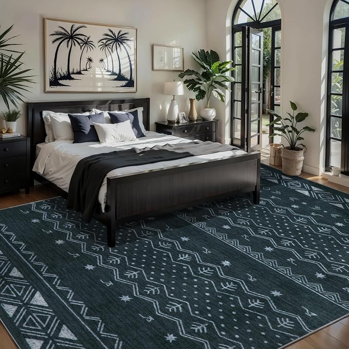 SERISSA 6x9 Area Rugs for Living Room, Washable Non-Slip Grey Boho Rug - Image 2
