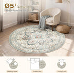 Tortania 5' Round Area Rug Living Room Rugs - Image 8