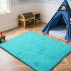 Teal Blue Rug Fluffy Rugs, 4x6 Teal Area Rugs - Image 3