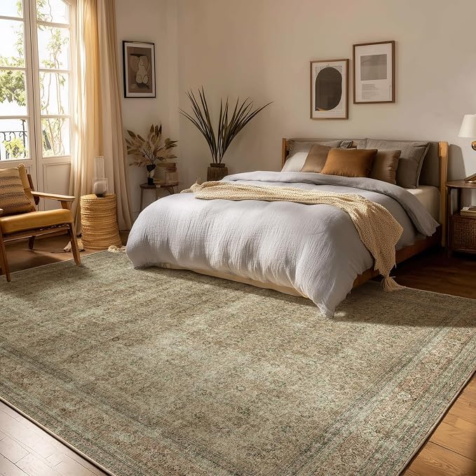 10x12 Area Rugs for Living room: Bedroom Rug Washable Vintage Stain Resistant - Image 4