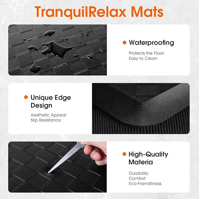 TranquilRelax 4/5 Inch Thick Anti-Fatigue Kitchen Mats 2Pcs, Cushioned Non-Slip - Image 3