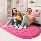 LOCHAS Bedroom Rug 2.6' x 5.3', Hot Pink Fluffy Shaggy Area Rug - Image 2