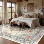 RELEANY Area Rugs Large 10'x12' Washable Non-Slip, Floral Vintage Distress - Image 2
