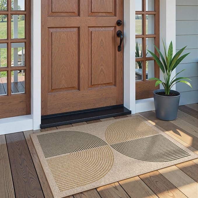 Lahome Enfys Rainbow Front Door Mat, Farmhouse Neutral Non Slip Non Shedding by Lahome