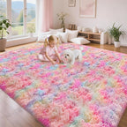 Soft Fluffy Area Rug 8x10 Plush Rainbow Rugs - Image 2