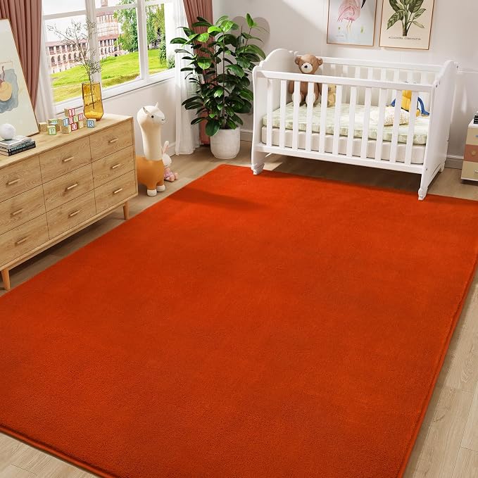Amearea Modern Area Rugs for Bedroom Living Room, 4x6 Feet Orange Thickened - Image 7