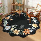Lahome Floral Washable Round Area Rug, Round Rug 5ft Soft Non-Slip, by Lahome