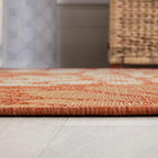 JONATHAN Y Floral Textured Weave Indoor Outdoor Round Area Rug 5 Ft Orange/Cream - Image 6