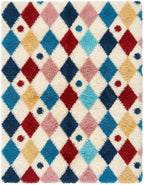 PureCozy Checkered Rug 4x6 Fluffy Shag Living Room Colorful Area Rug Modern - Image 7