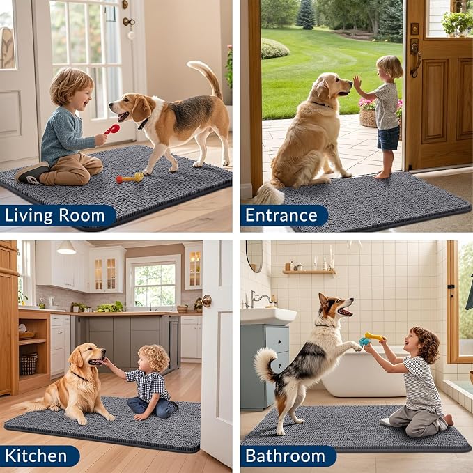 Smiry Dog Door Mat for Muddy Paws 24x16, Absorbent Dirt Trapper, Non-Slip - Image 7