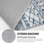KUTA Moroccan Washable Runner Rug, 2x6 Non-Slip Vintage Blue White Boho Hallway - Image 7