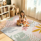 Lahome Pink Boho Nursery Rug 4x6, Washable Non Slip Soft Botanical Area Rug - Image 3