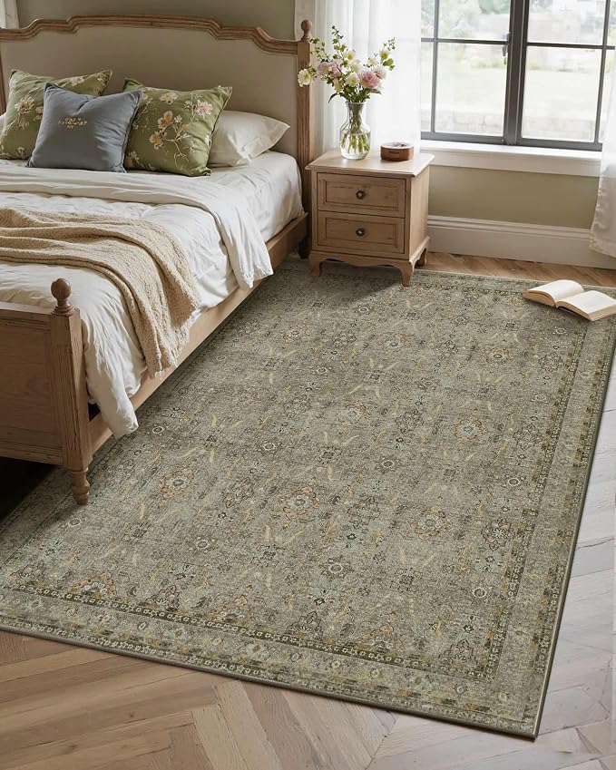 Rugxara 4x6 Rug for Living Room Bedroom, Washable Throw Rugs, Vintage Retro - Image 2
