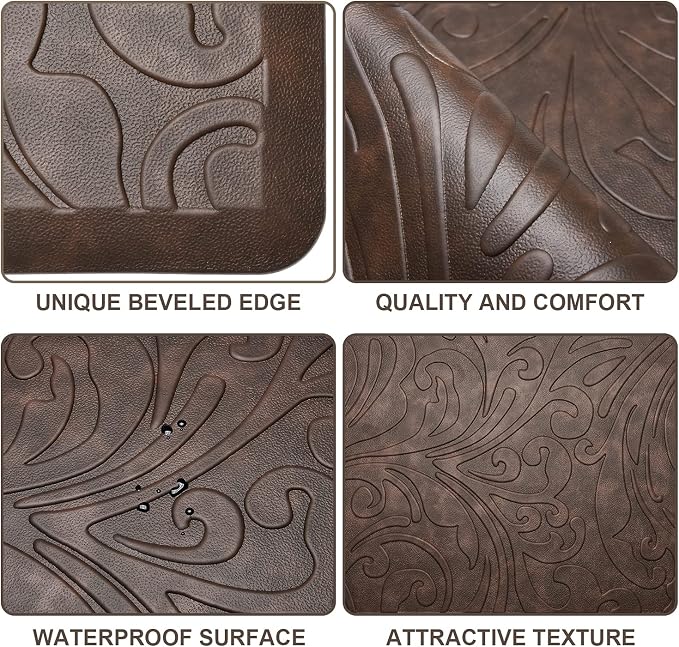 KMAT 2PCS Kitchen Mat Cushioned Anti-Fatigue Floor Mat, Waterproof Non-Slip - Image 5