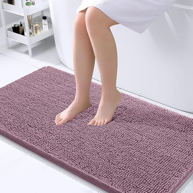 OLANLY Bathroom Runner Rugs 44x24, Soft Absorbent Chenille Bath Rugs, Rubber by OLANLY