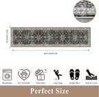2x8ft Kitchen Rug Runners Washable Non Slip – Boho Floral Carpet Runner - Image 2