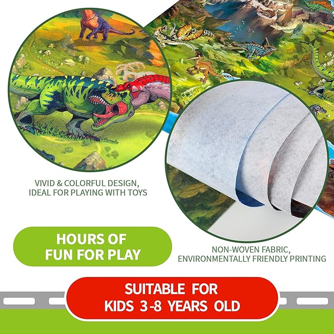 Oriate Kids Toy Dream Mat Racetrack Activity Playmat, Ideal Fun Carpet Racing - Image 5