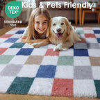 KICMOR 8x10 Area Rugs for Living Room, Large Fluffy Soft Colorful Checkered - Image 8
