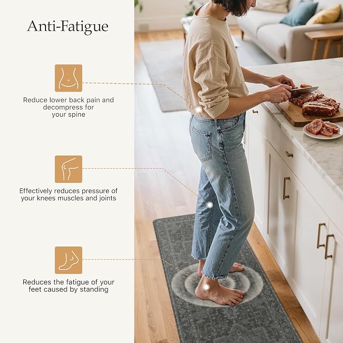 GENIMO Kitchen Mats for Floor 2PCs, Washable Anti Fatigue Mat for Cushioned - Image 4