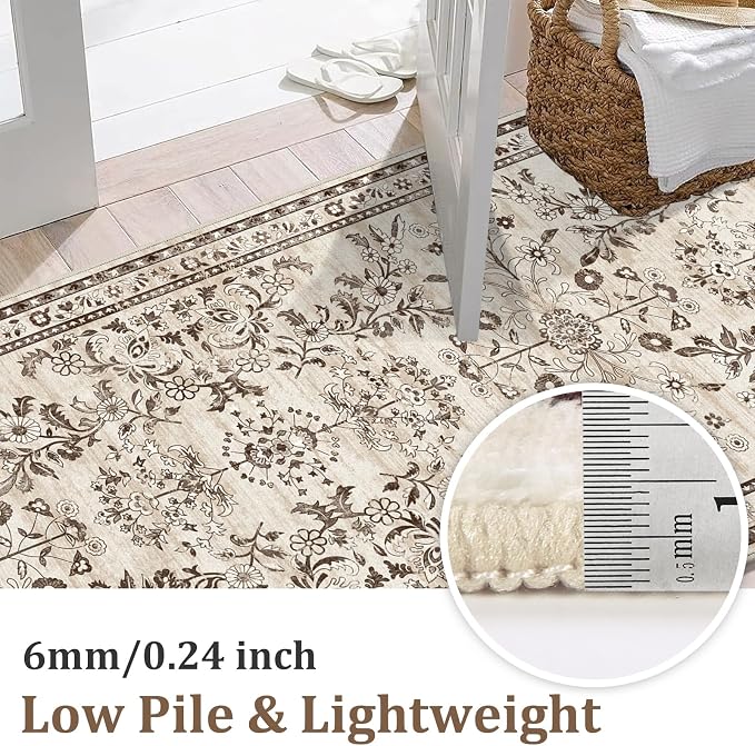 Yamaziot Washable Runner Rug 2x3 – Floral Non Slip Small Entryway Rug - Image 2