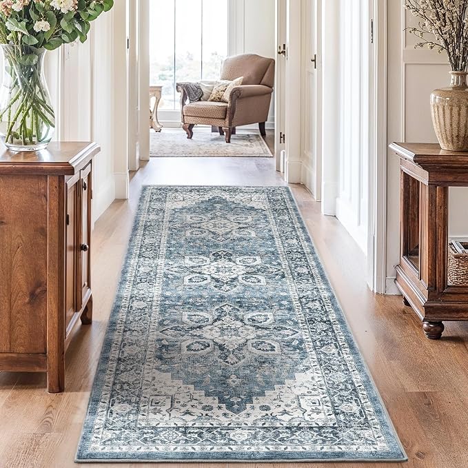 AMADA HOMEFURNISHING 2'6"x10' Washable Area Rug, Low-Profile Entryway Rug - Image 8