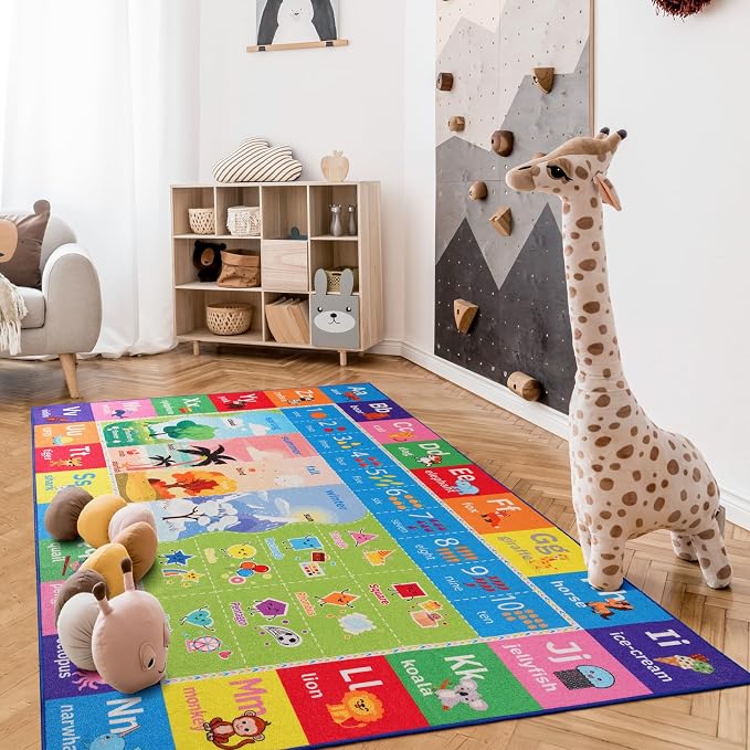 Macgace ABC Kids Rug for Playroom, 5x7 Washable Classroom Area Rugs, Toddler - Image 4