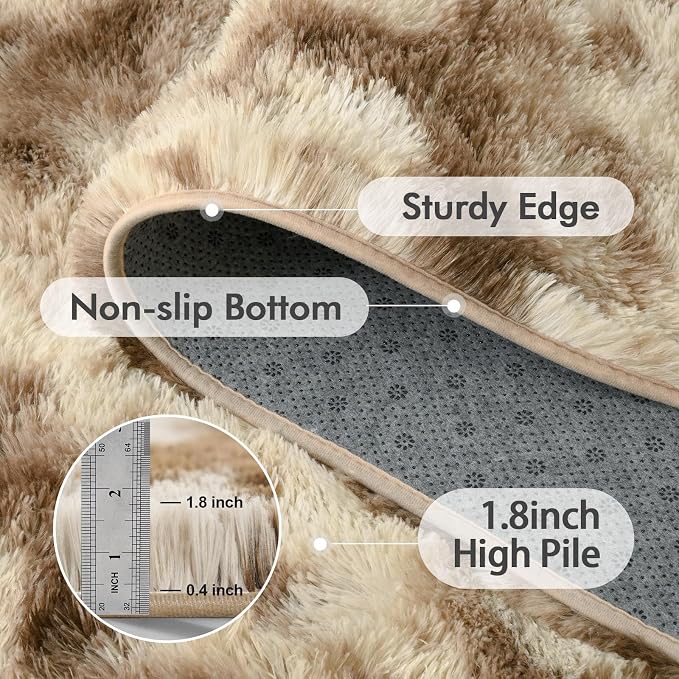 4x6 Ft Shag Area Rug for Bedroom Living Room, Tie-Dyed Ultra Soft Fluffy Furry - Image 5