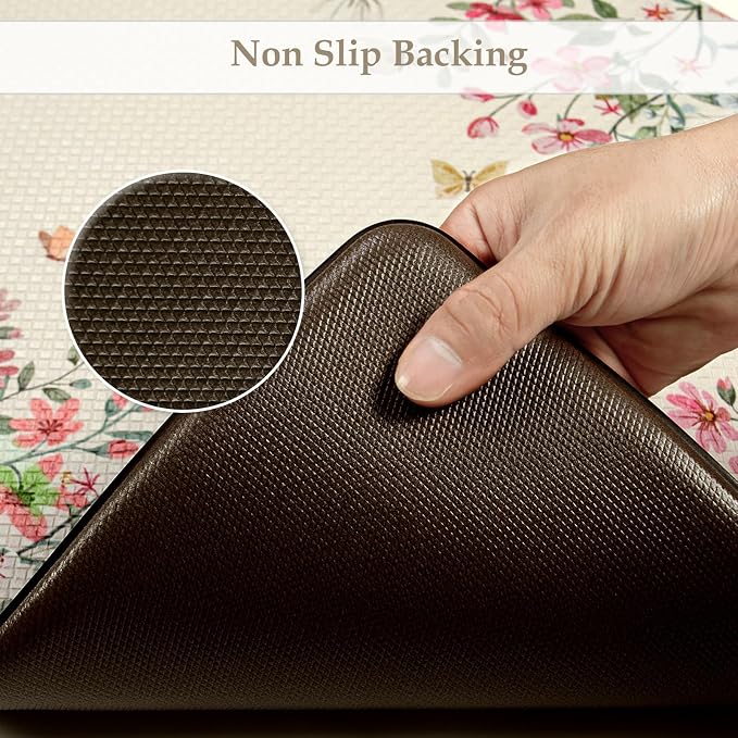 KIMODE Anti Fatigue Mats for Kitchen Floor, Farmhouse Kitchen Rugs Sets of 2 - Image 4