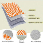 Orange Checkered Area Rug, Autumn Washable Area Rug 5x7 Large Rugs - Image 4