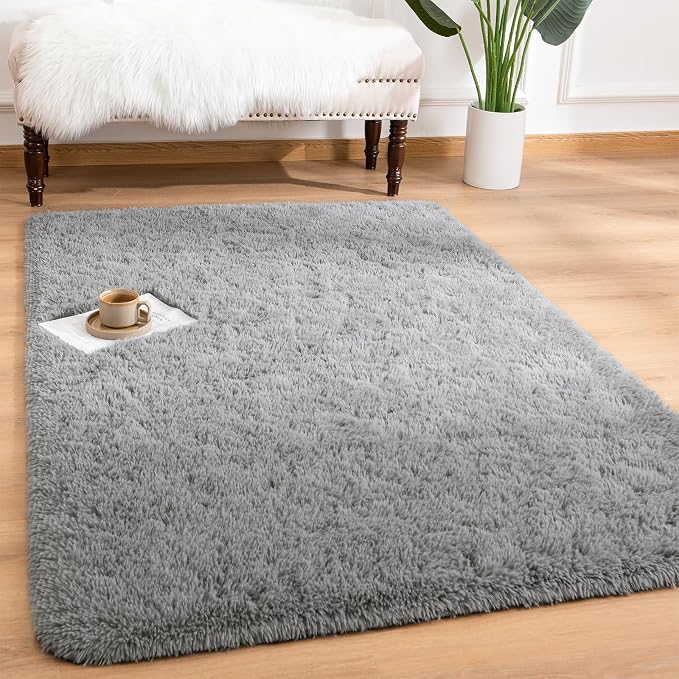 Andecor Soft Fluffy Bedroom Rugs, 3 x 5 Feet Indoor Shaggy Plush Area Rug by Andecor