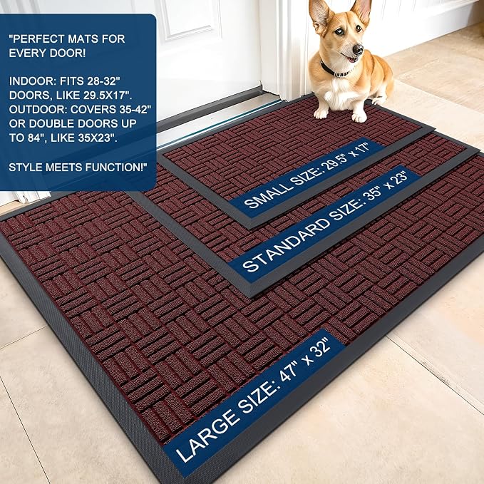 OLANLY Front Door Mat Outside Entrance 47x23, Heavy Duty Sturdy Natural Rubber - Image 2